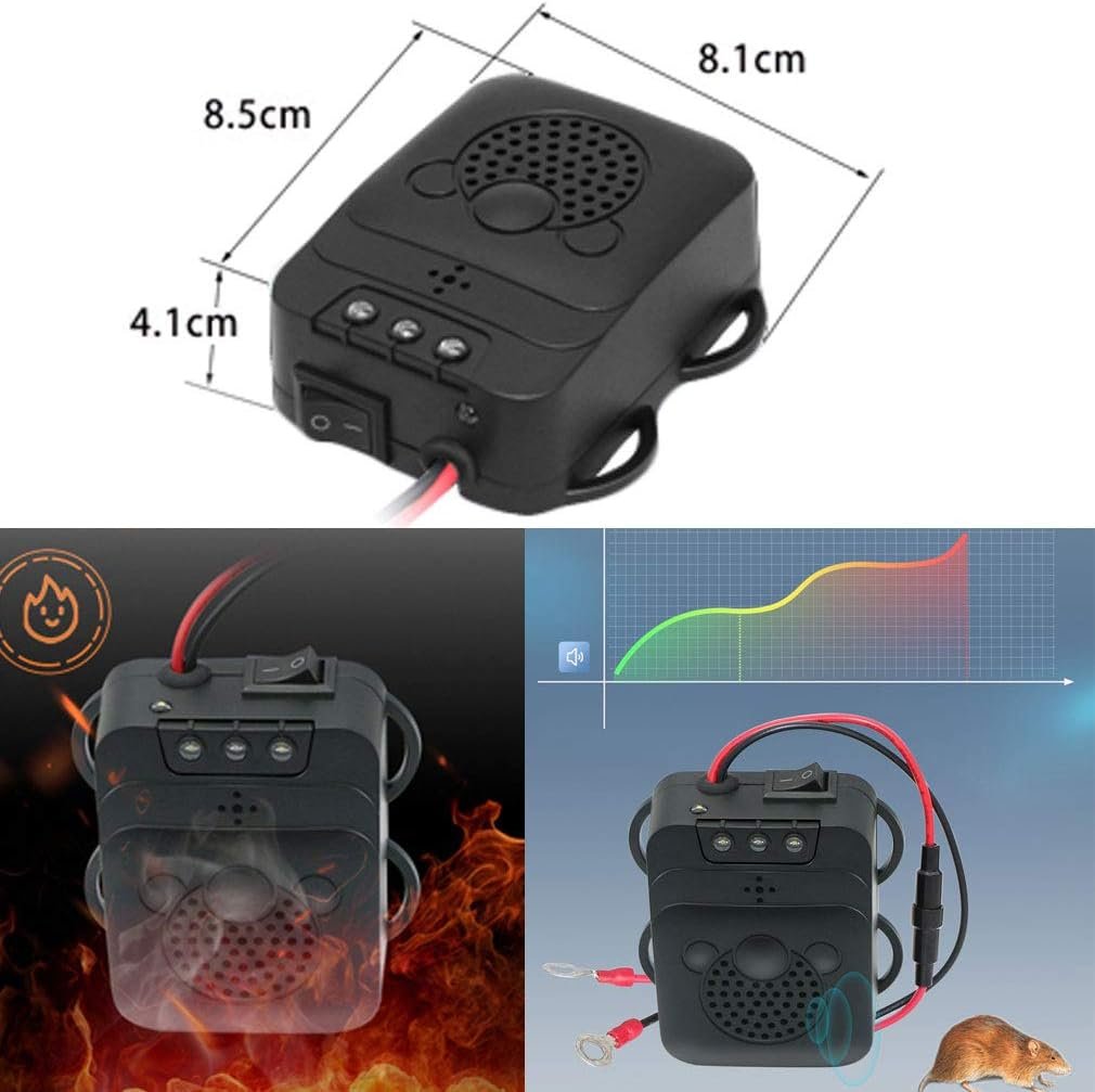 Auto marterverjager 12V met ultrasoon frequentiebereik 22-45 kHz, 3 LED knipperlicht en dierenafweer