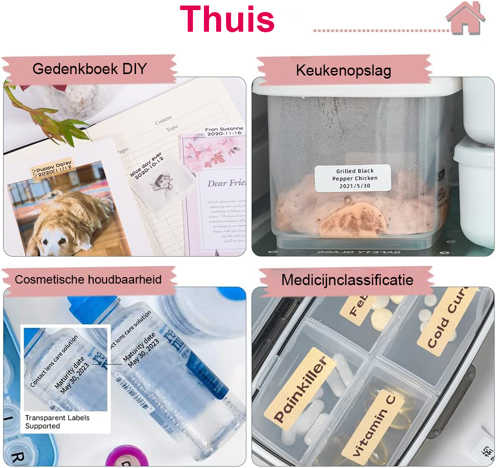 Draagbare labelprinter met draadloze connectiviteit, hoge resolutie, lange batterijduur en gebruiksvriendelijke app