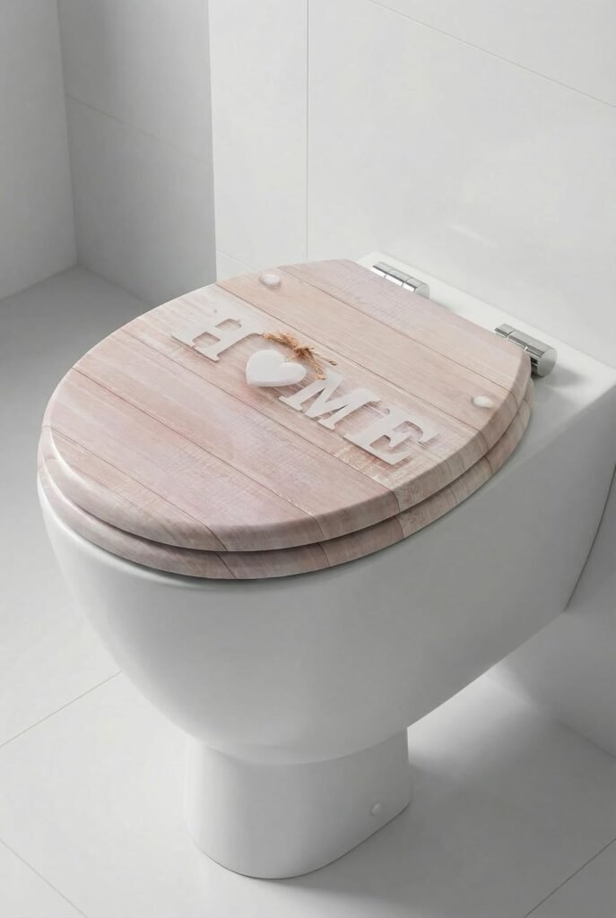 Houten toiletbril met softclose en quick release, verstelbare scharnieren en stille sluiting