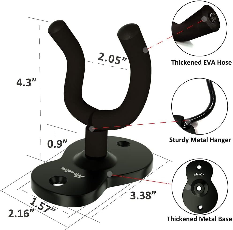 Gitaar wandhouder 2-pack in roodkoper voor basgitaar, elektrische gitaar, akoestische gitaar en ukulele