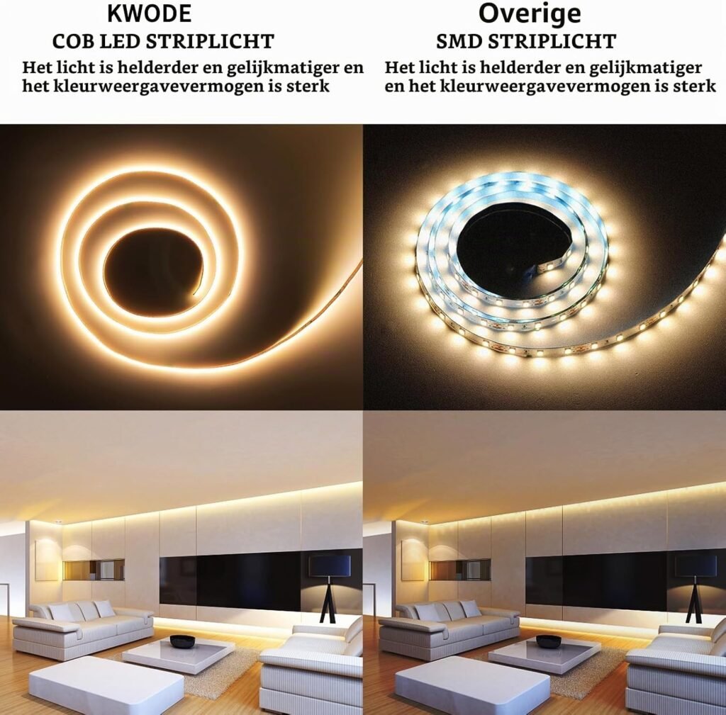 3000K warm witte COB LED strip van 2 meter met 768 dimbare LEDs en RF-afstandsbediening