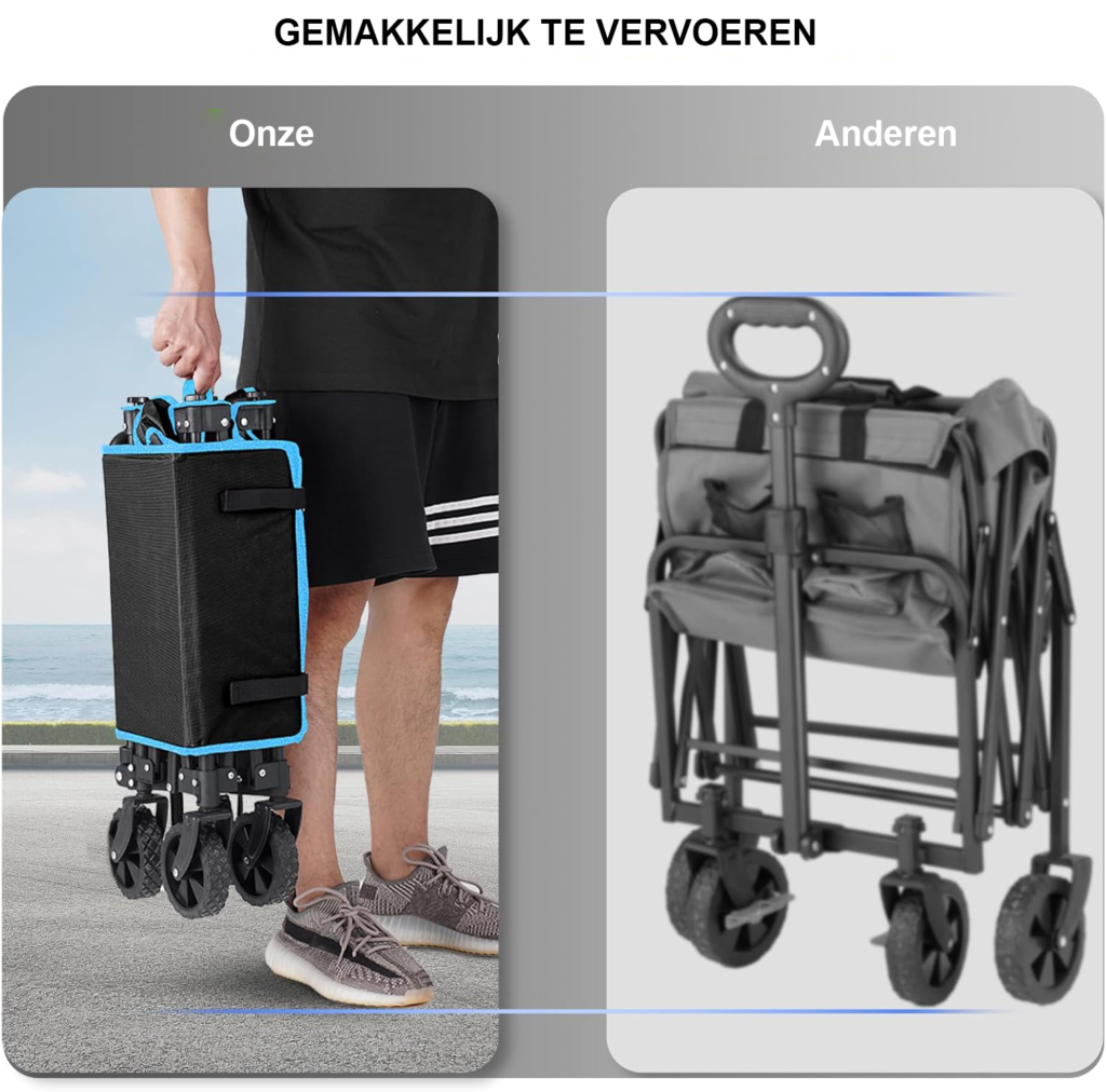 Opvouwbare handkar met handgreep voor boodschappen, kamperen en outdoor gebruik