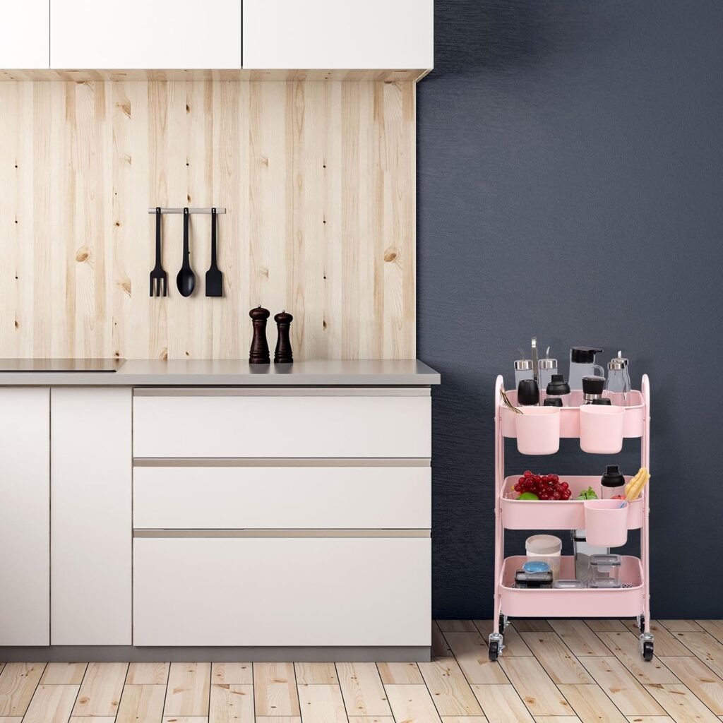 Opbergwagen 4 lagen marineblauw voor keuken, badkamer en kantoor