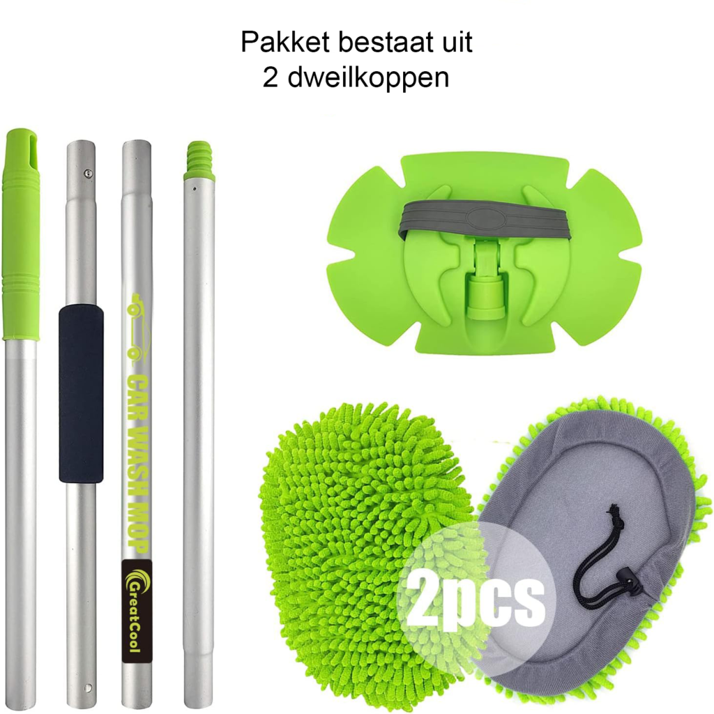 Telescopische Autowasborstel - Auto Reinigingsset met Waterdoorlatende Borstel - Autopoetsborstel voor Auto en Vrachtwagen - 62 Inch (157 cm) lang
