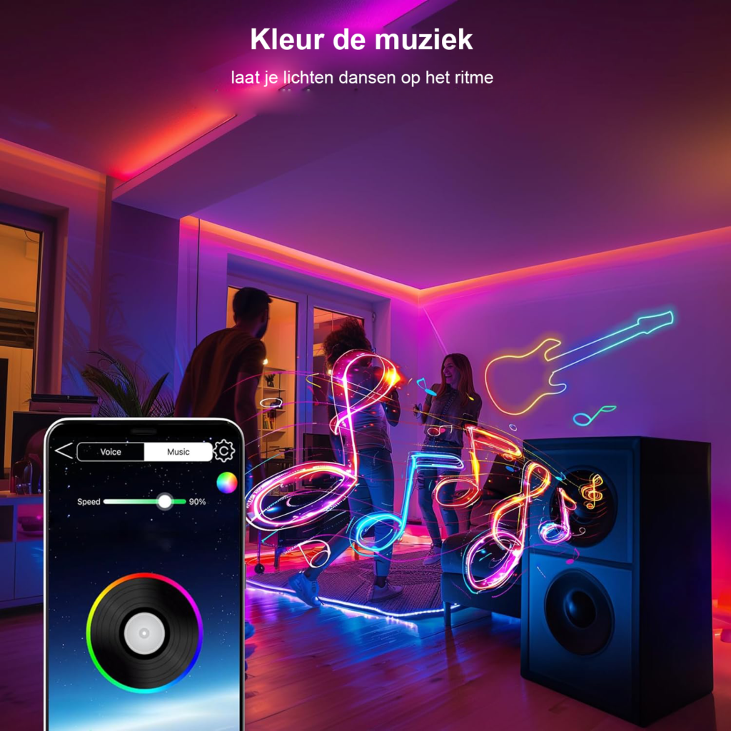 Neon LED strip 5 meter RGB met app-bediening, muzieksynchronisatie en IP65 waterdichte neonverlichting voor buiten