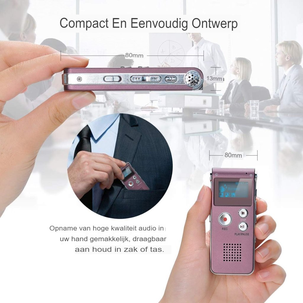 Dicteerapparaat met spraakherkenning en USB-oplaadbare voicerecorder