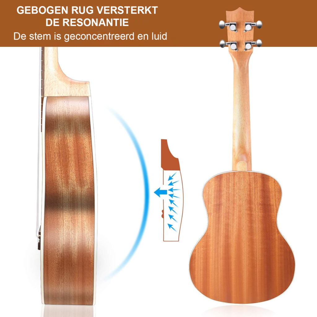 Tenor ukelele 26 inch van mahoniehout met draagtas en extra snaren