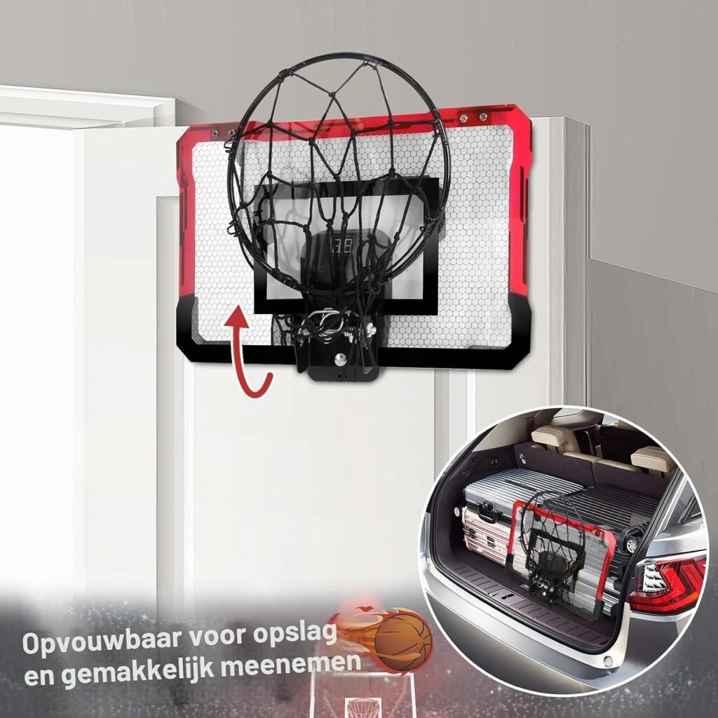 Basketbalkorf met verstelbare hoogte, automatische balterugvoer, bal en standaard voor binnen en buiten
