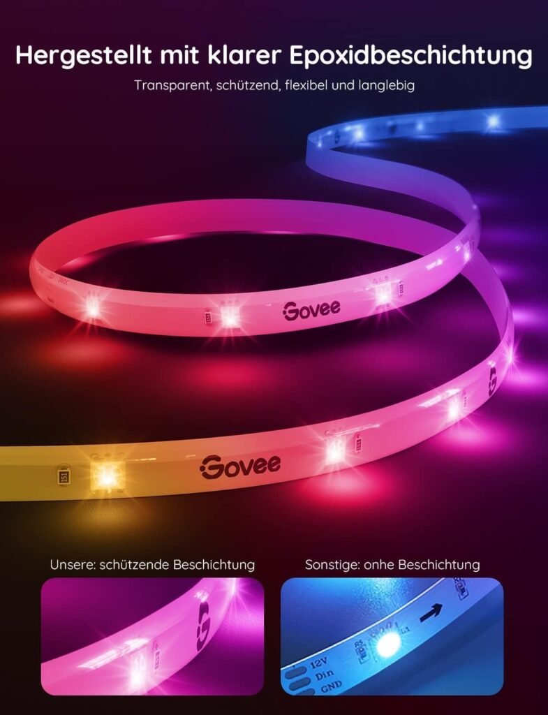 RGBIC Pro LED strip 5 meter met slimme kleurenverlichting, muzieksynchronisatie en app-bediening, geschikt voor Alexa en Google Assistant
