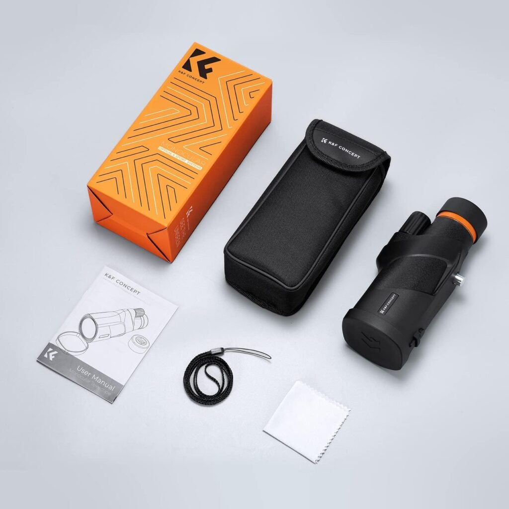 Monoculaire telescoop 12x50 HD zwart met smartphonehouder, Arca-interface en IP66-waterdichtheid voor vogelspotten en wandelen