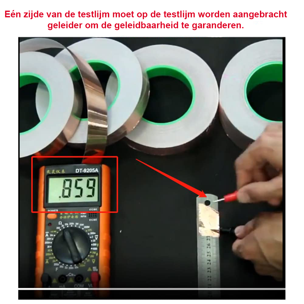 Dubbelzijdige koperen folietape 50 m x 10 mm, geleidend voor EMI-afscherming, elektrische reparaties en solderen, 2 rollen