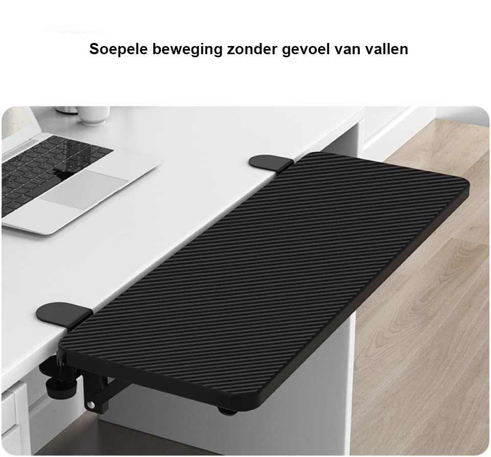 Bureau uitbreidingsplank 75 x 24 cm in wit carbonfiber als muisarmsteun voor thuis en kantoor