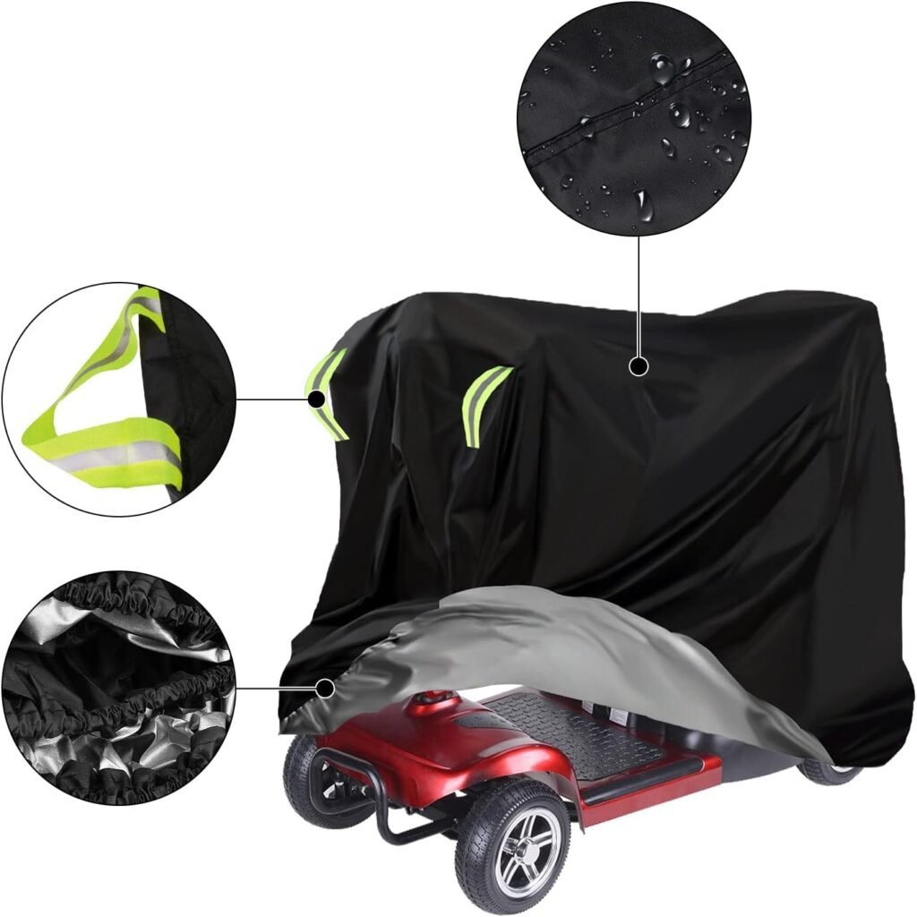 Waterdichte scootmobielhoes van 420D Oxford stof 190x71x117 cm met elastische band voor bescherming tegen regen en vuil