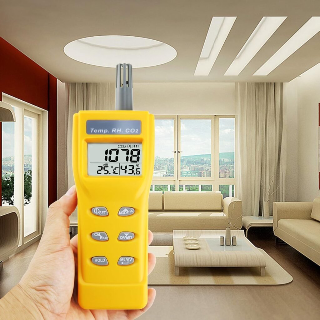 Draagbare digitale CO2-meter met NDIR-sensor, temperatuur-, luchtvochtigheids- en dauwpuntmeter voor luchtkwaliteitsmeting