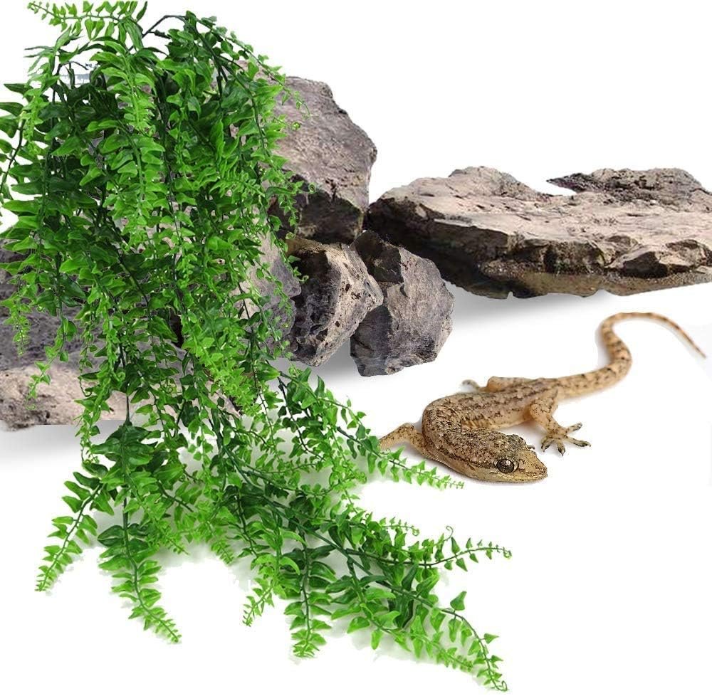 Kunstmatige hangplanten voor terrarium met zuignap, reptielendecoratie voor hagedissen en gekko’s