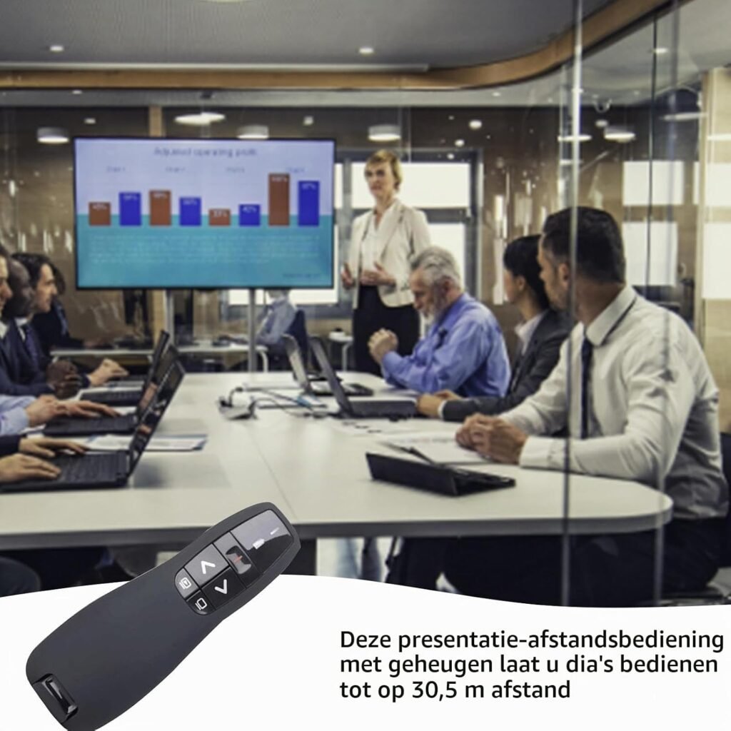 Draadloze presenter voor PowerPoint met laserpointer en ergonomische afstandsbediening voor presentaties