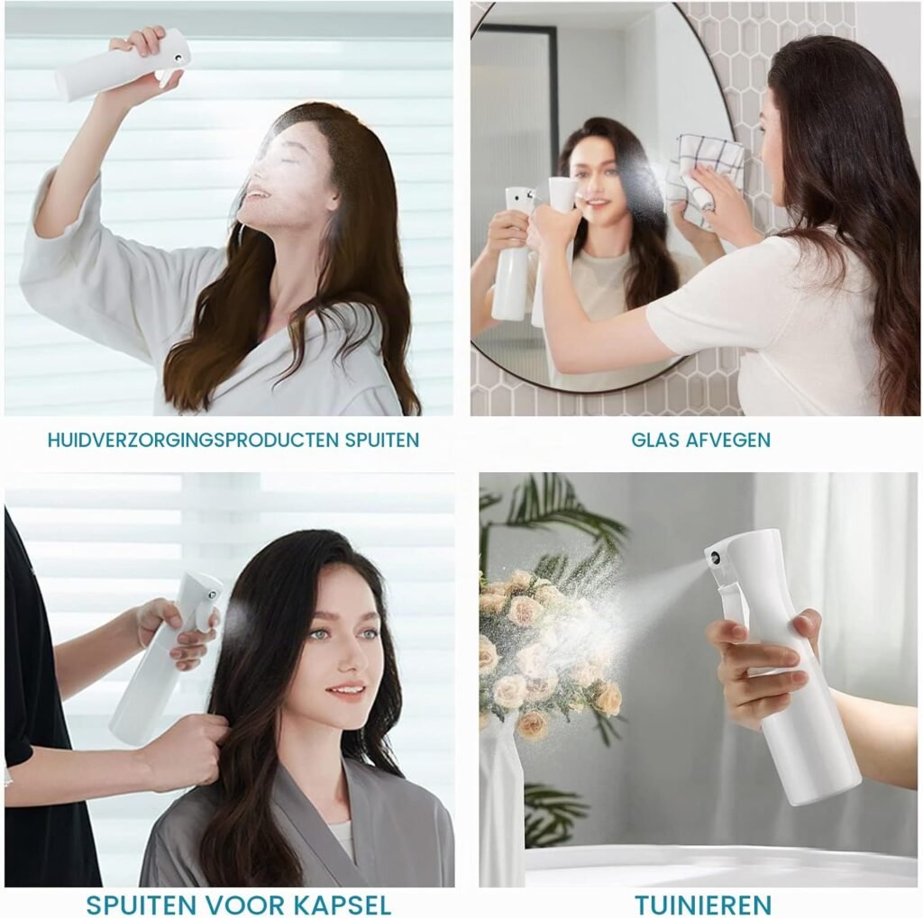 Transparante haarverstuiver 200 ml, navulbare kapperssproeier voor gelijkmatige bevochtiging van het haar