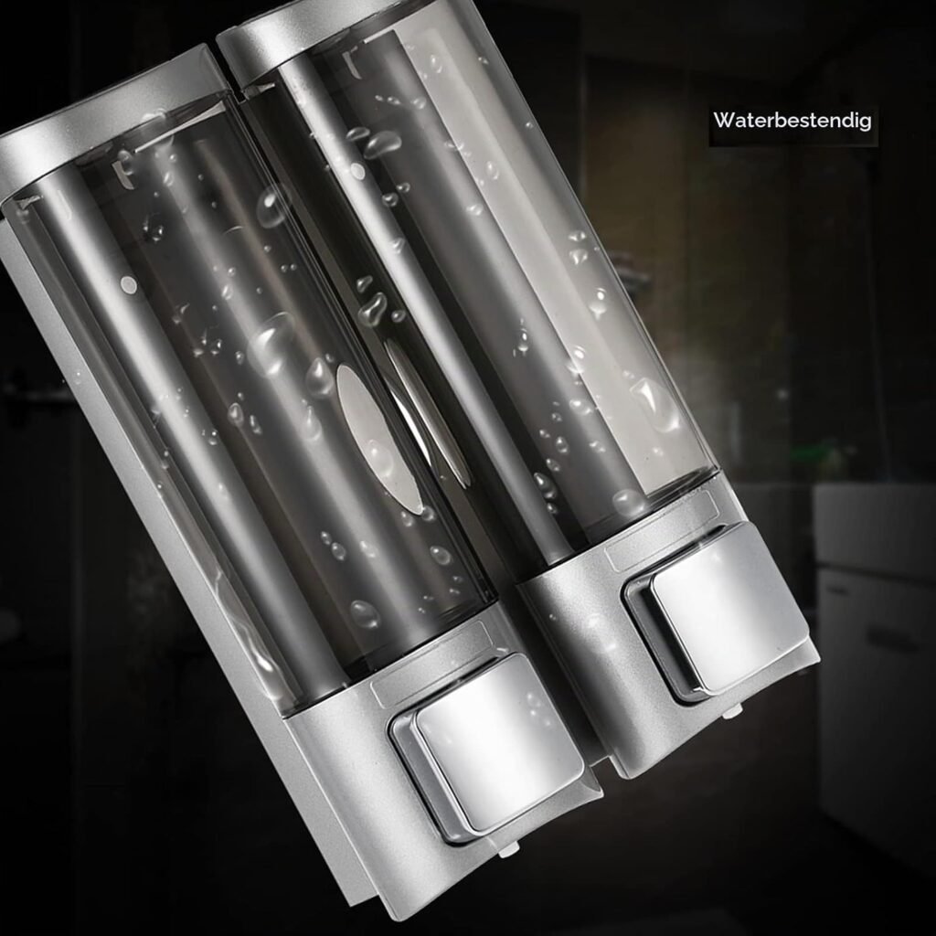 Dubbele zeepdispenser voor wandmontage met 2 reservoirs van 200 ml voor shampoo, zeep en douchegel