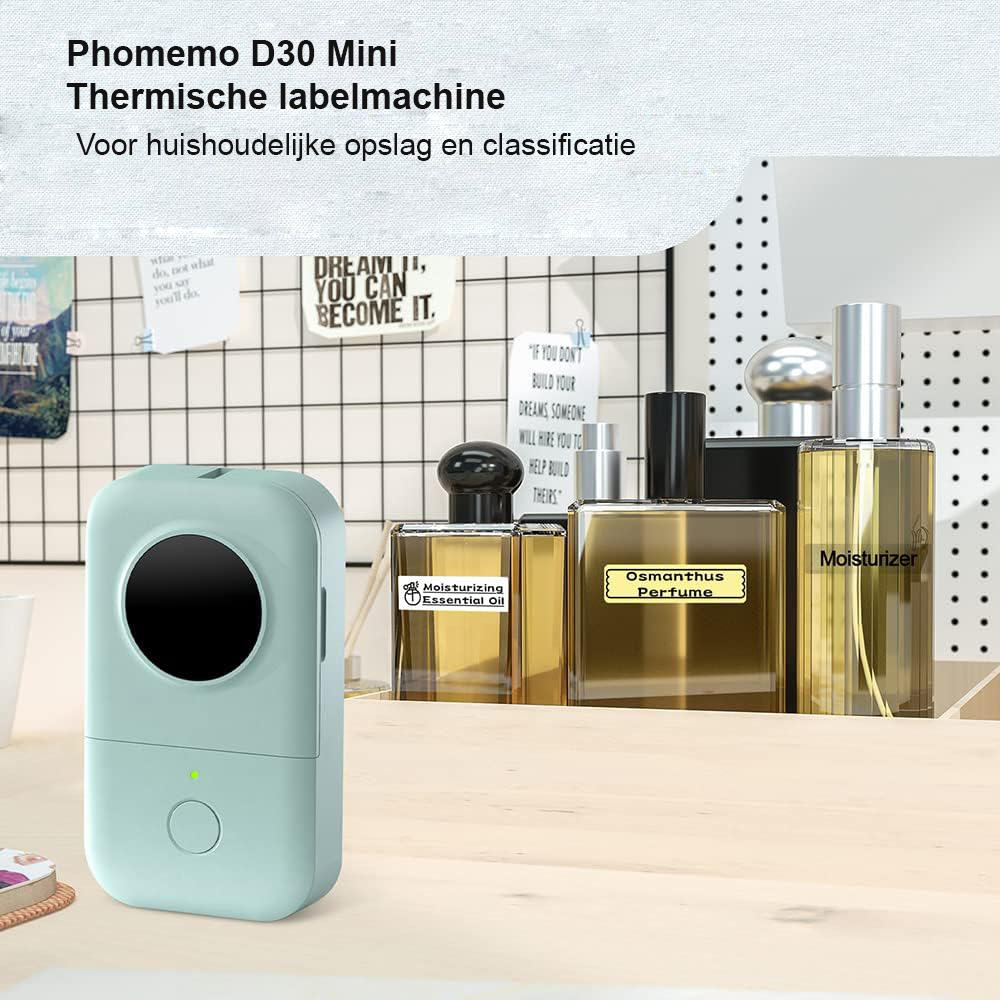Draagbare labelprinter met draadloze connectiviteit, hoge resolutie, lange batterijduur en gebruiksvriendelijke app