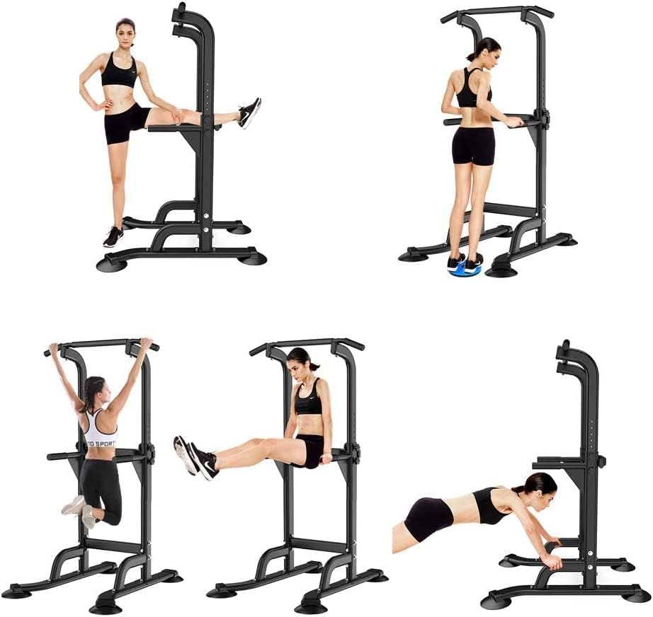 Verstelbaar pull-up station voor thuisfitness met robuust stalen frame en geïntegreerde dip bars