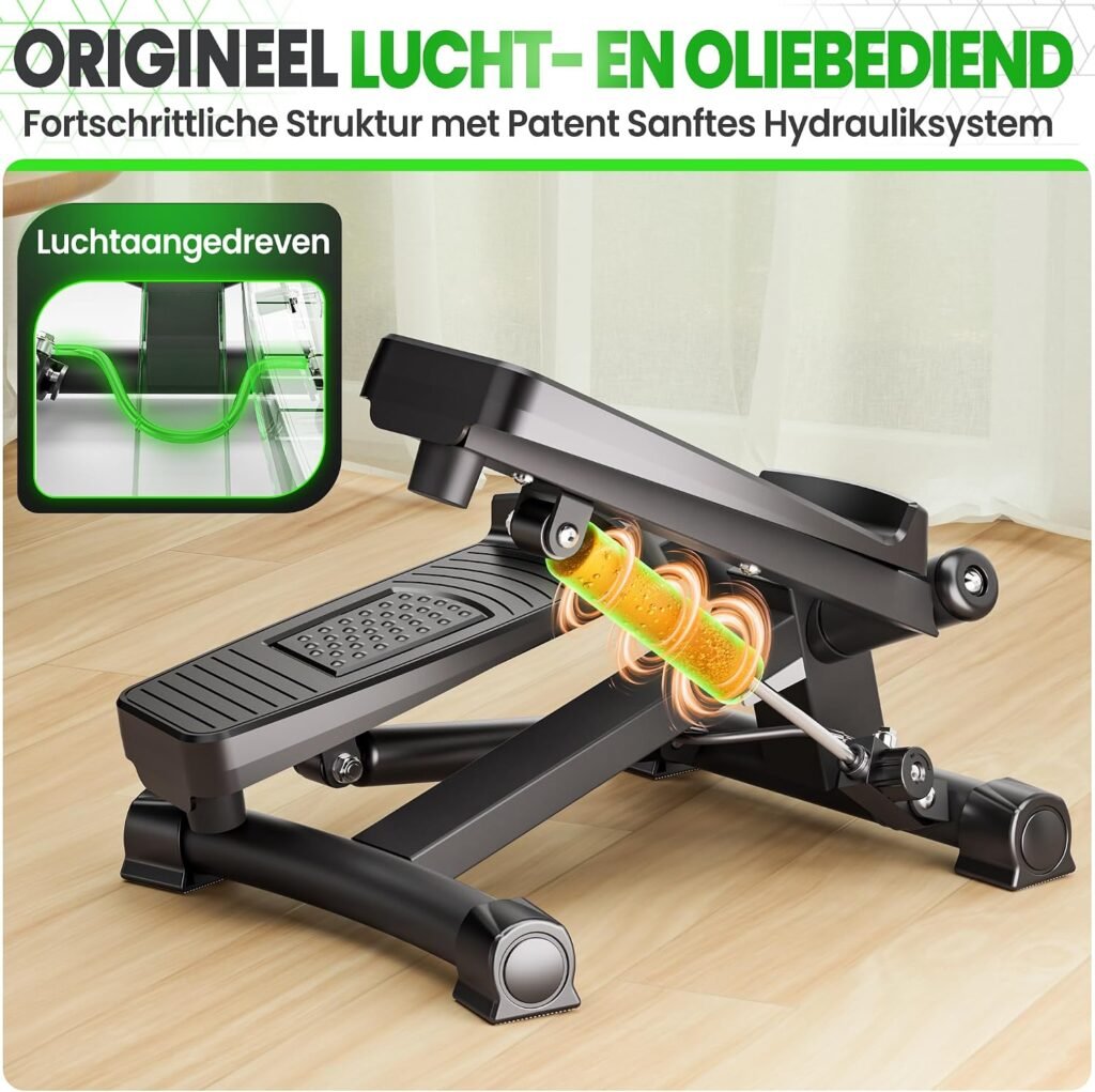 Mini stepper met instelbare weerstand, trainingsbanden en trainingscomputer voor compacte cardiotraining thuis