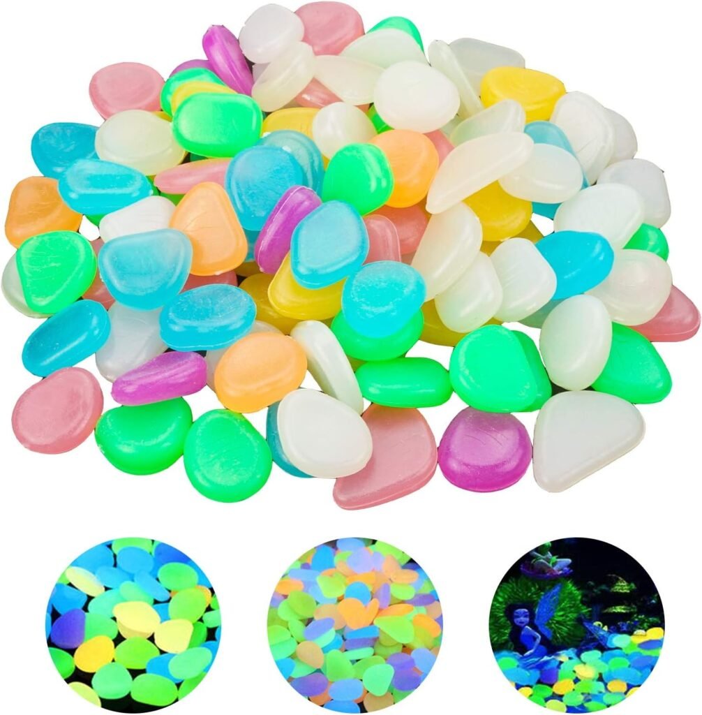 Lichtgevende aquariumgrind en keien met glow-in-the-dark effect voor aquariumdecoratie, veilig voor vissen en reptielen