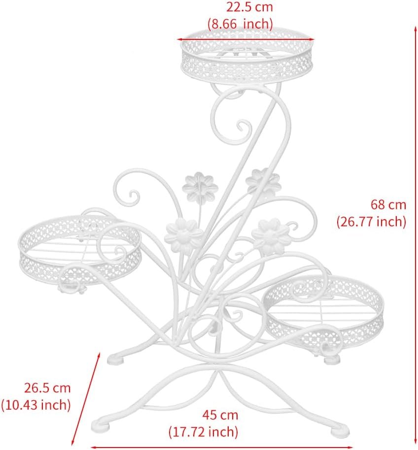 3-laags metalen plantenrek voor bloemen en planten, geschikt voor balkon, patio, tuin en binnengebruik