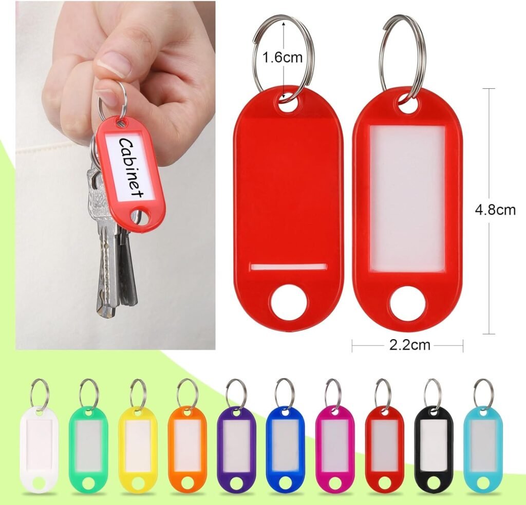 Sleutelhangers met beschrijfbare labels en USB-sticks set van 100 voor sleutelorganisatie en dataopslag