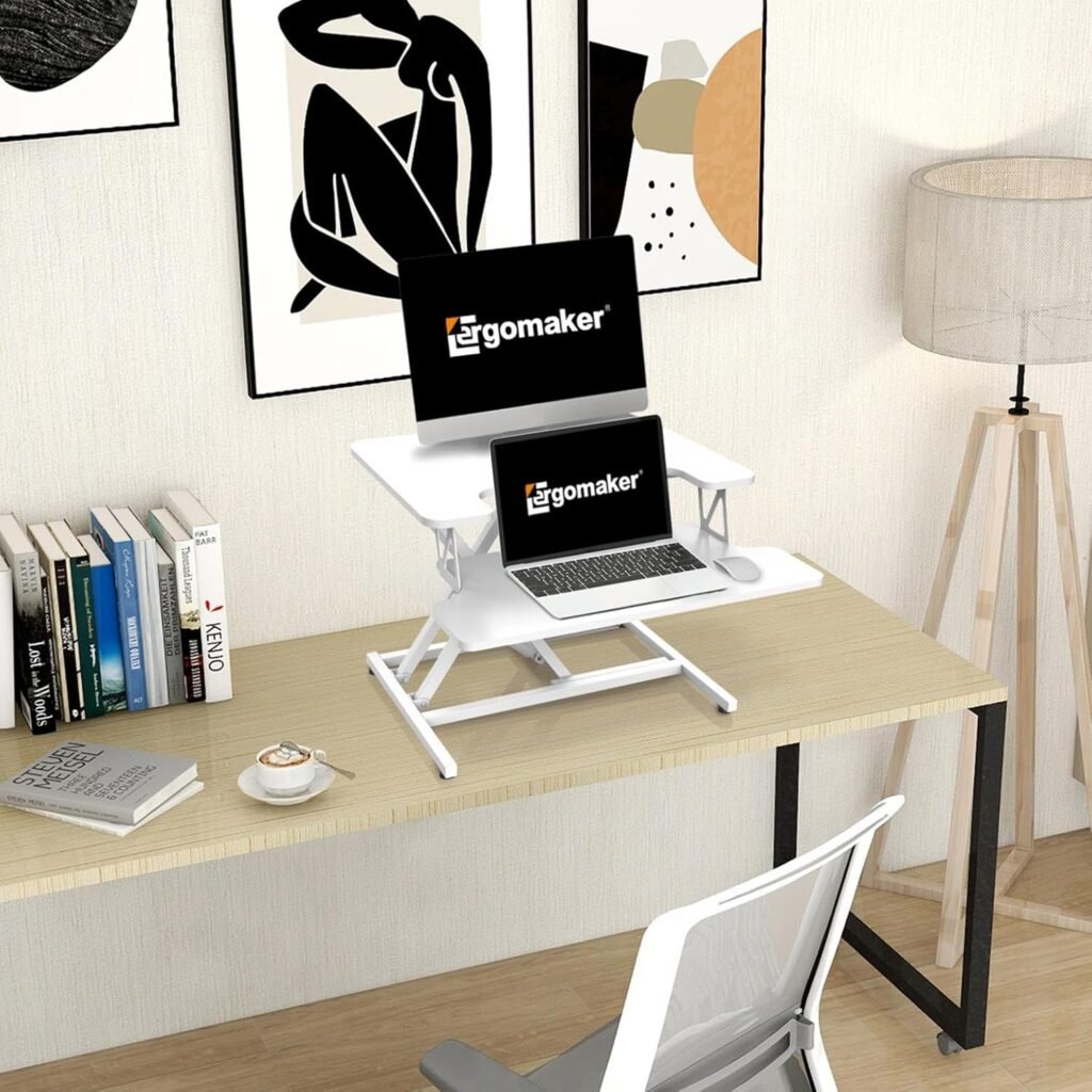 In hoogte verstelbaar staand bureau 55 x 40 cm met toetsenbordplank, ergonomisch computerwerkstation