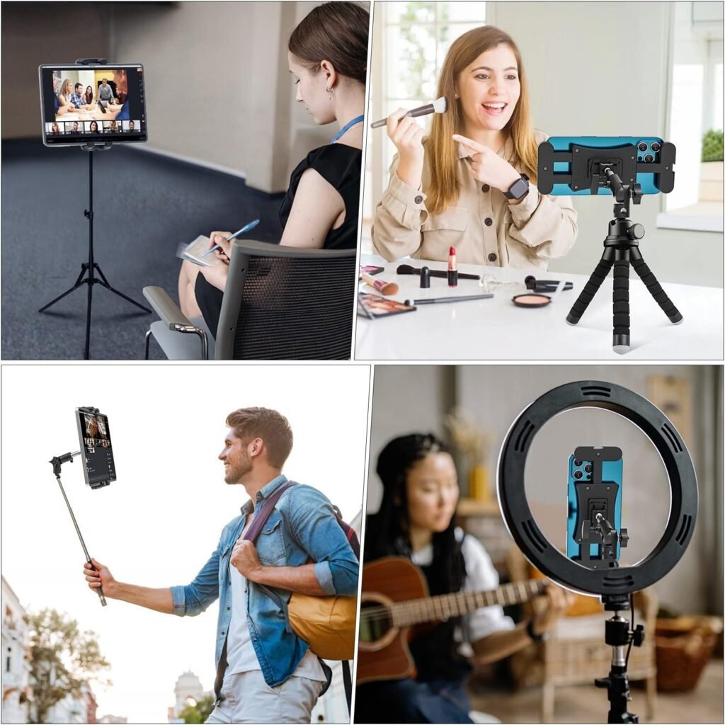 Tablet Statiefhouder met Verstelbare Aluminium Arm - iPad Houder en Tabletklem voor Camera Statief - Geschikt voor Tablets en Smartphones van 4,7 tot 13,5 Inch