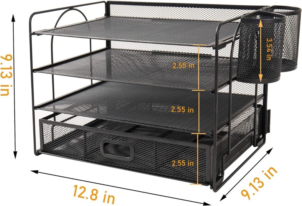 Multifunctionele desktop organizer voor kantoorbenodigdheden en documenten met lades
