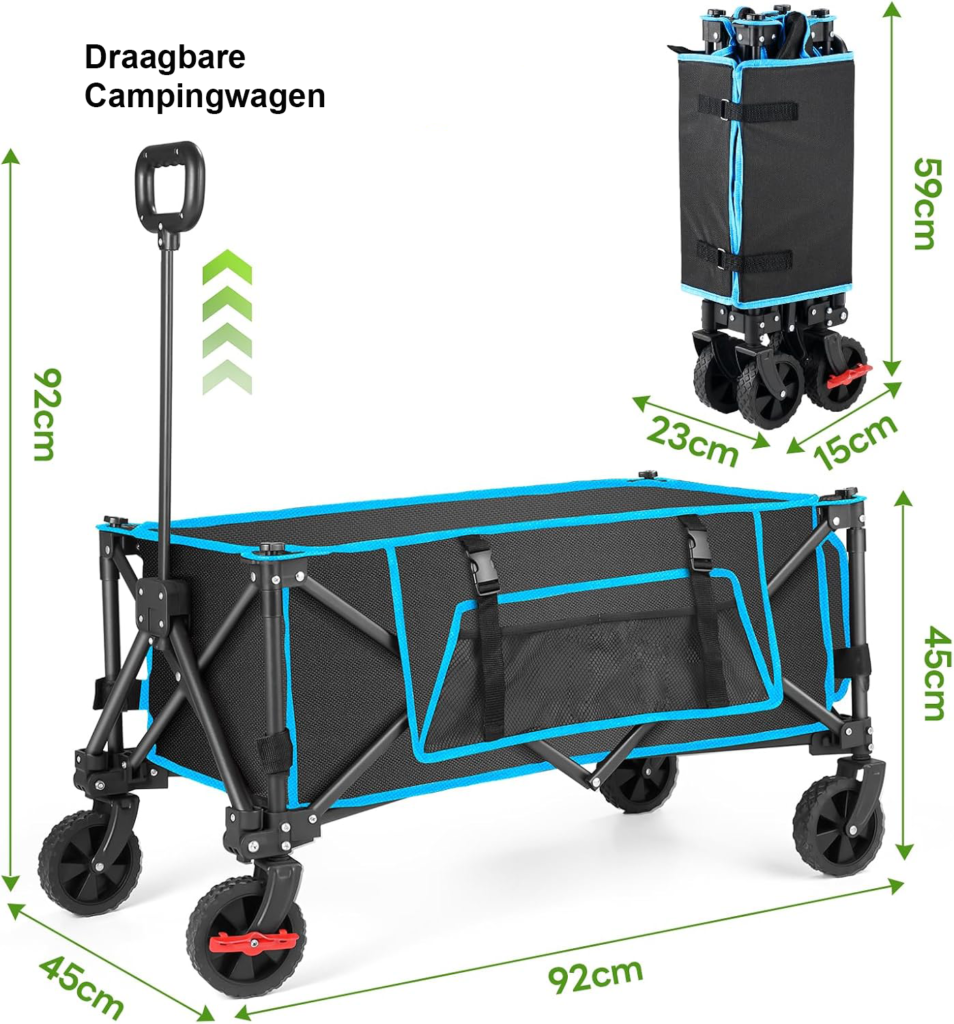 Opvouwbare handkar met handgreep voor boodschappen, kamperen en outdoor gebruik