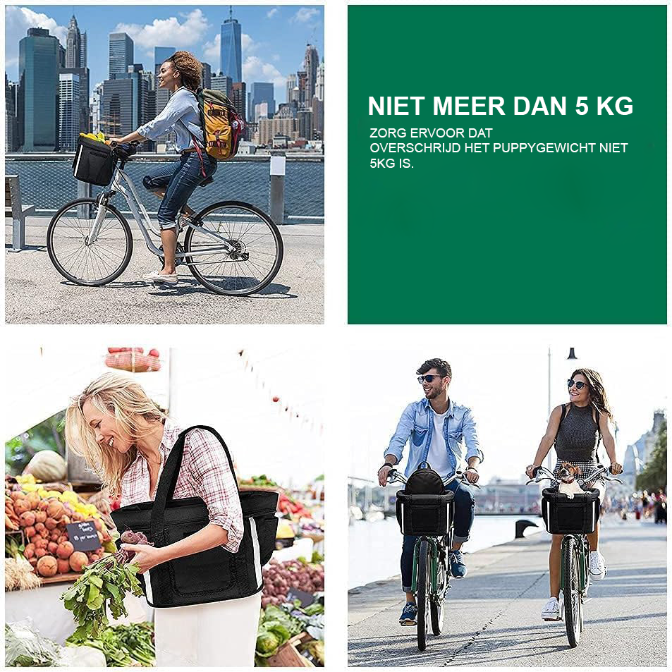 Afneembare fietsmand voor honden met veiligheidsriem voor damesfiets en mountainbike