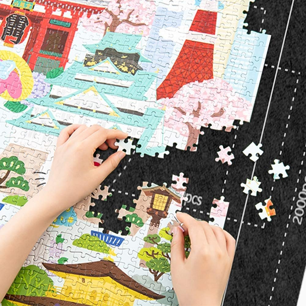 Puzzelmap met puzzelmat en vilten ondergrond voor puzzels en creatief spel
