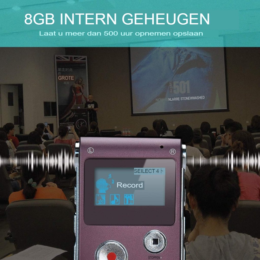 Dicteerapparaat met spraakherkenning en USB-oplaadbare voicerecorder
