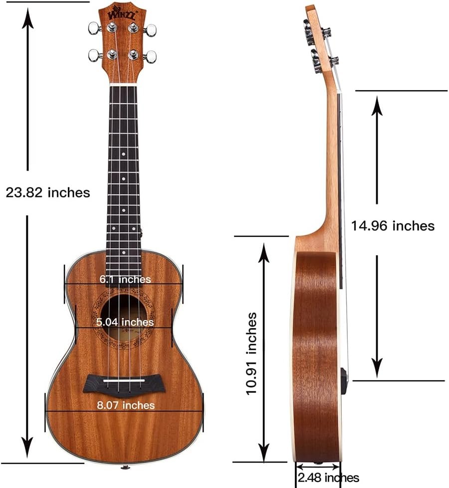 Concert ukulele 23 inch van mahonie hout met standaard en capo voor beginners