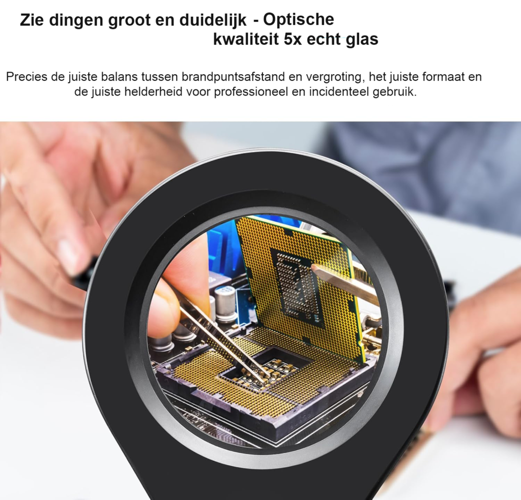 LED vergrootglaslamp met standaard en klem, dimbaar in 5 lichtkleuren