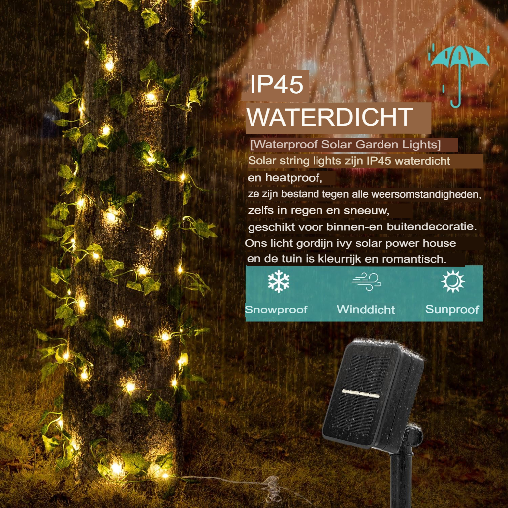 Kunstmatige klimop slinger met LED lichtketting en timerfunctie voor binnen en buiten