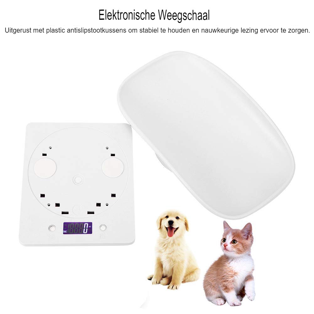 Digitale huisdierenweegschaal met LCD-scherm en tarrafunctie voor nauwkeurige gewichtsmeting bij katten en honden