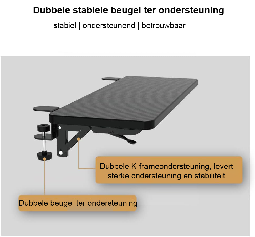 Bureau uitbreidingsplank 75 x 24 cm in wit carbonfiber als muisarmsteun voor thuis en kantoor