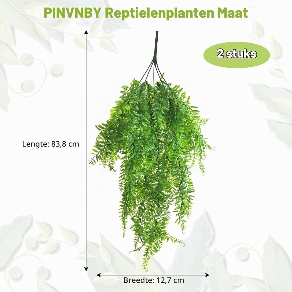 Kunstmatige hangplanten voor terrarium met zuignap, reptielendecoratie voor hagedissen en gekko’s