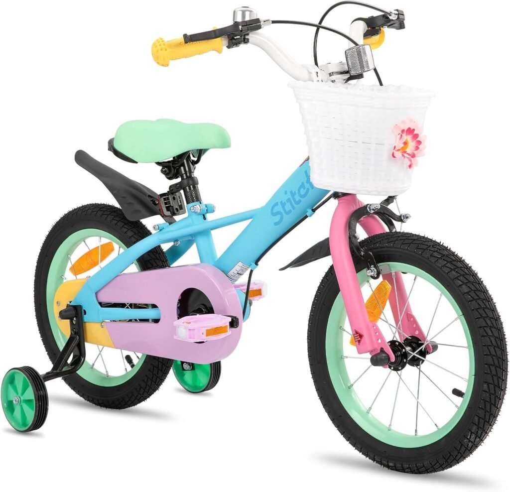Kinderfiets 12 inch voor meisjes en jongens met mandje, zijwieltjes en verstelbaar zadel om veilig te leren fietsen
