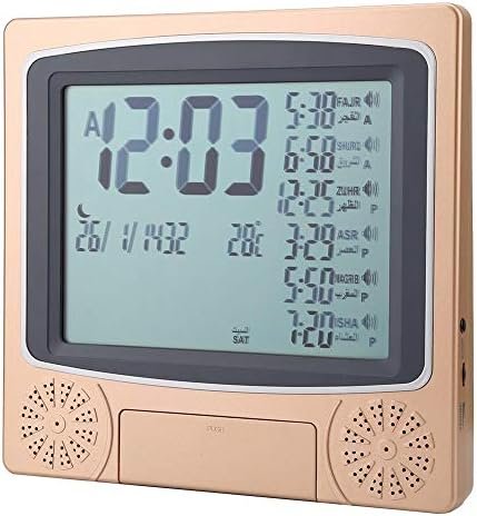 Islamitische gebedsklok met digitaal LCD-display, programmeerbare azan-alarmen, kalender en temperatuurweergave