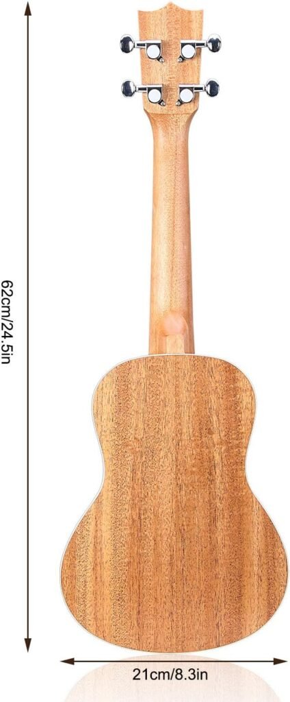 Concert ukelele 23 inch van sparren- en mahoniehout met bloemen gravure en accessoires voor beginners