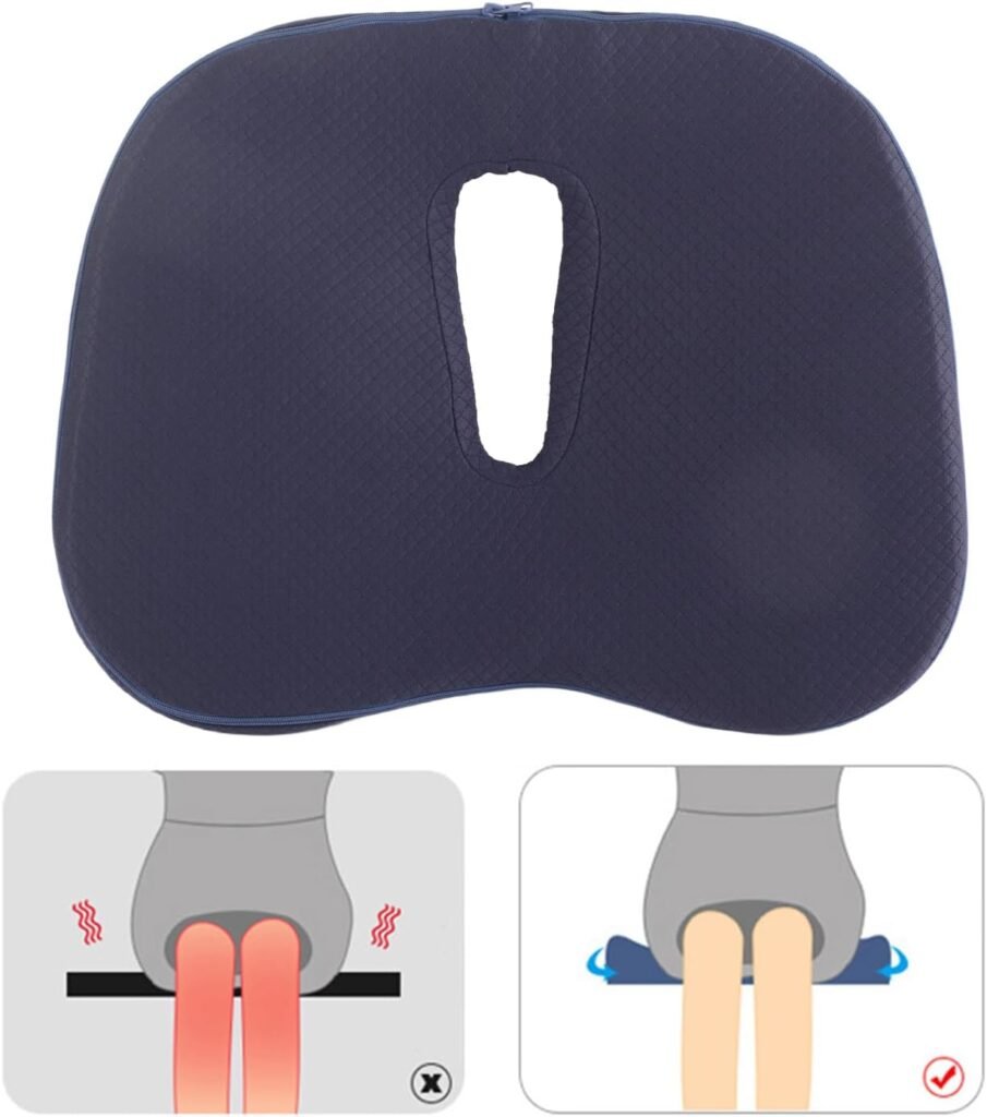 Memory foam zitkussen met gel en ovale uitsparing voor stuitbeenpijn, ischias en aambeien, geschikt voor kantoorstoel en auto