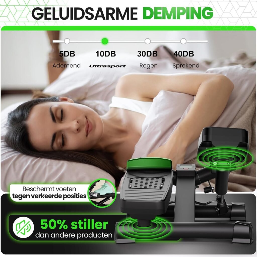 Mini stepper met instelbare weerstand, trainingsbanden en trainingscomputer voor compacte cardiotraining thuis