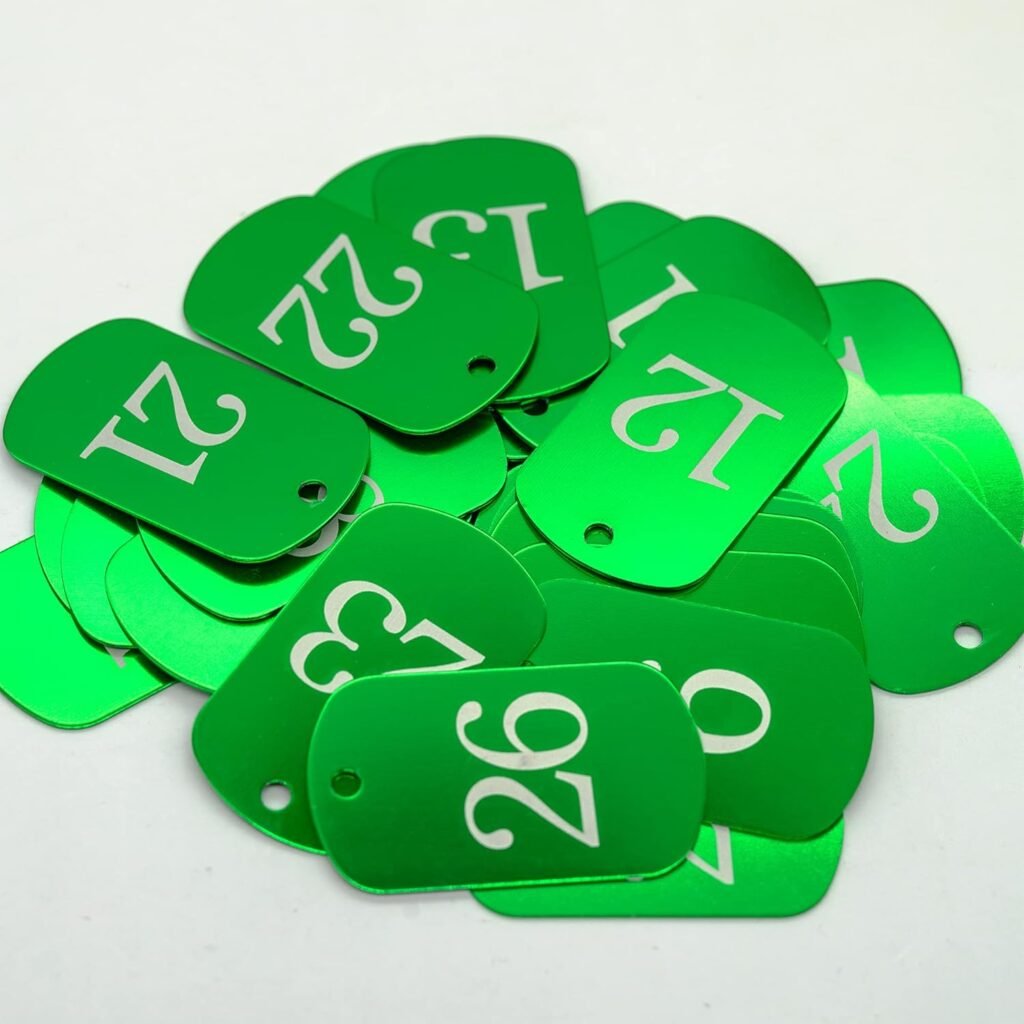 Aluminium nummerlabels en sleutelhangers met gravure, personaliseerbare ID-tags genummerd 1 tot 25