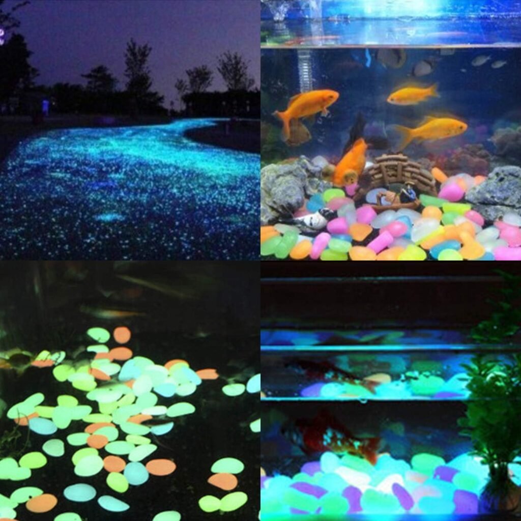 Lichtgevende aquariumgrind en keien met glow-in-the-dark effect voor aquariumdecoratie, veilig voor vissen en reptielen