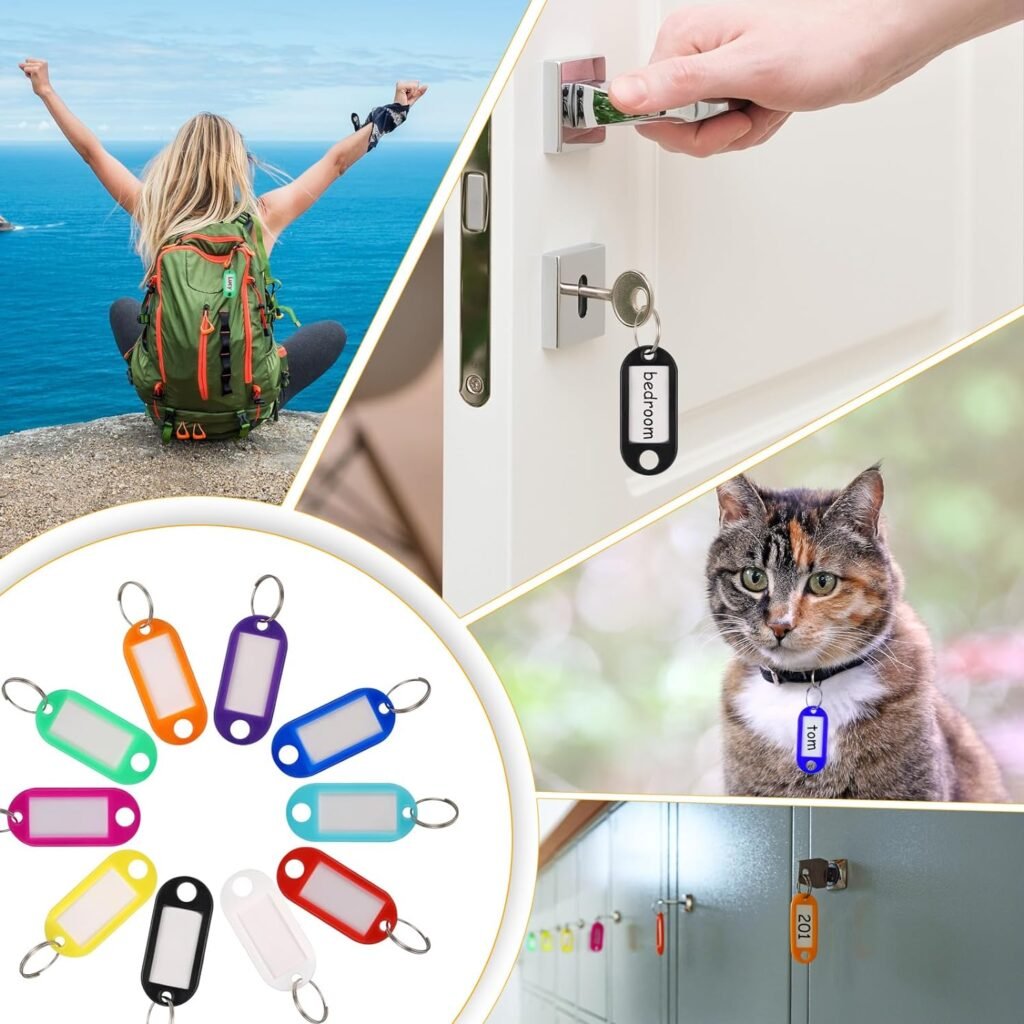 Sleutelhangers met beschrijfbare labels en USB-sticks set van 100 voor sleutelorganisatie en dataopslag