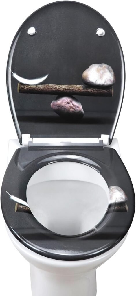 Toiletbril met softclose van duroplast met motief en snelsluiting voor topmontage